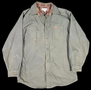 Carhartt S296 Mos Flannel Lined Shacket Shirt Jacket Large Snap Light Distressed